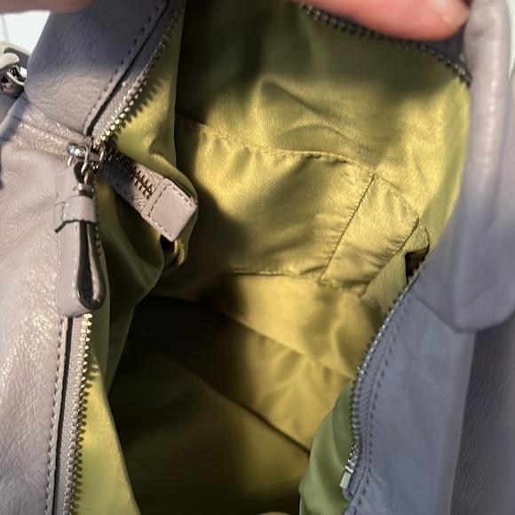 Coach Crossbody Bag. Grey color with lime green interior. - Picture 11 of 12